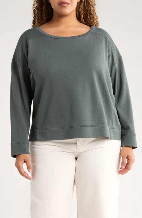 Eileen Fisher Ballet Neck Boxy Organic Cotton Terry Top