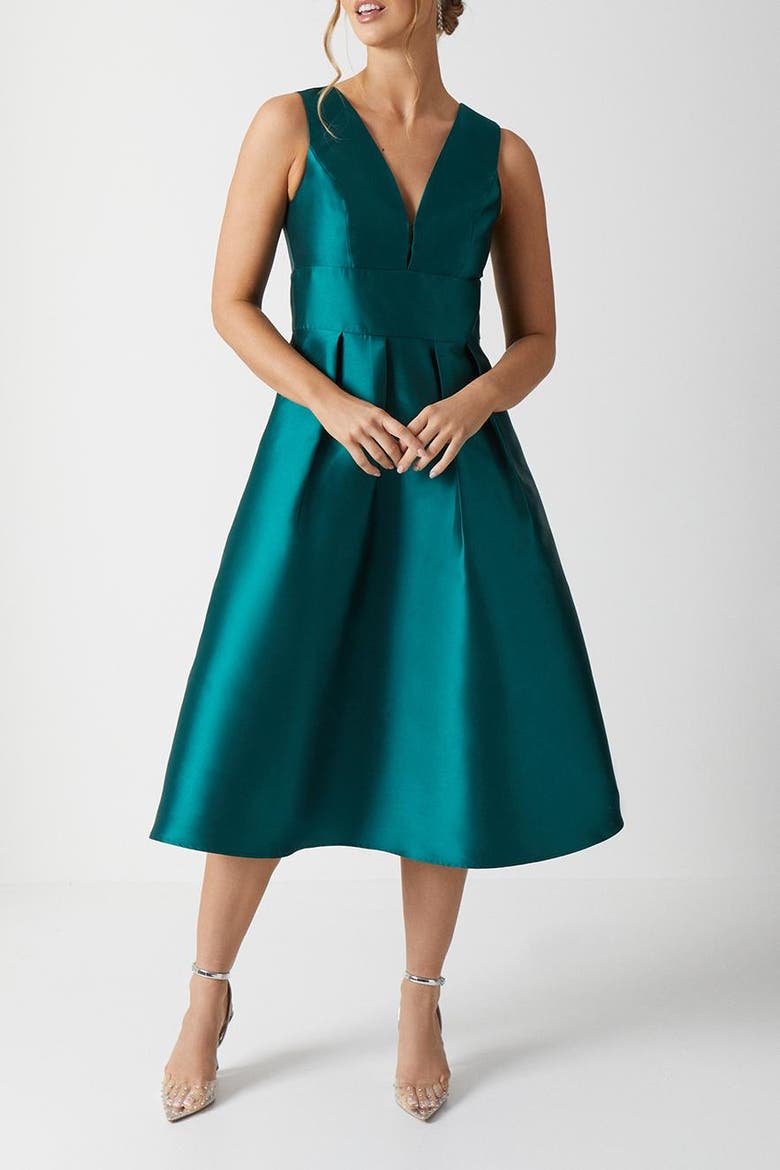 Twill Midi Bridesmaid Dress, Alternate, color, Emerald