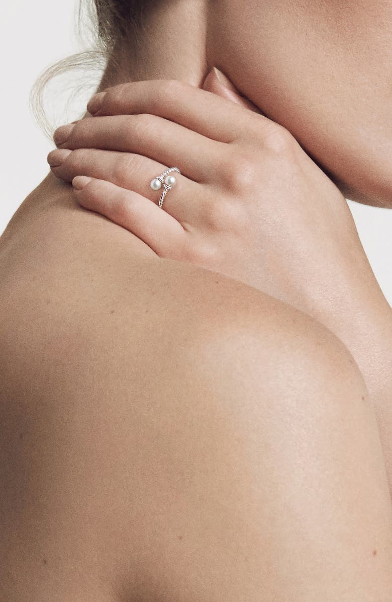 David Yurman Solari Bypass Ring with Pearls & Diamonds in 18K Gold, Alternate, color,