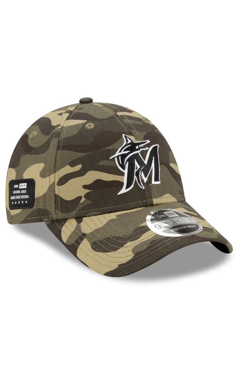 New Era Men's New Era Camo Miami Marlins 2021 Armed Forces Day 9FORTY Adjustable Hat, Main, color, 