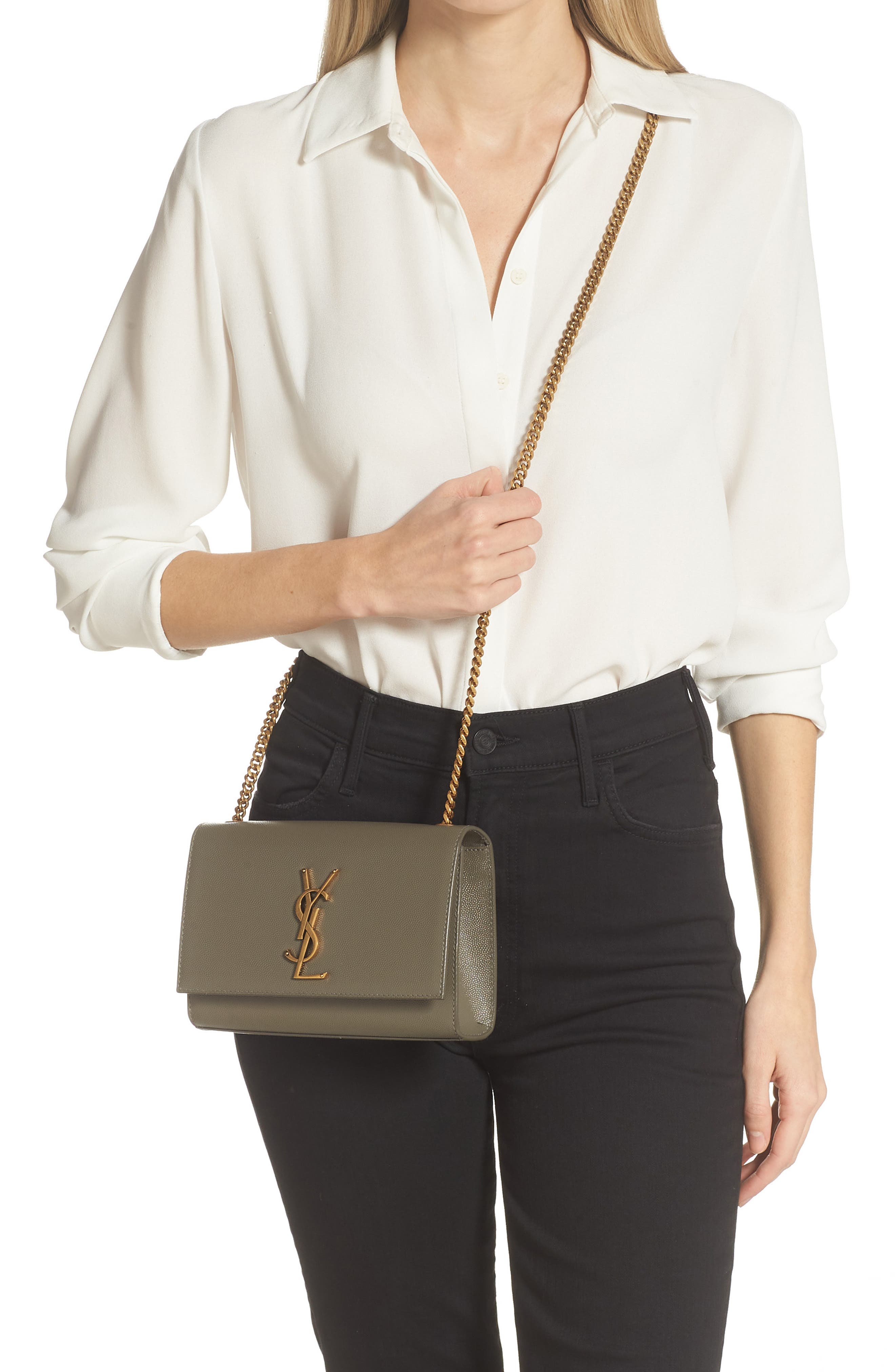 Saint Laurent Small Kate Leather Crossbody Bag, Alternate, color, 