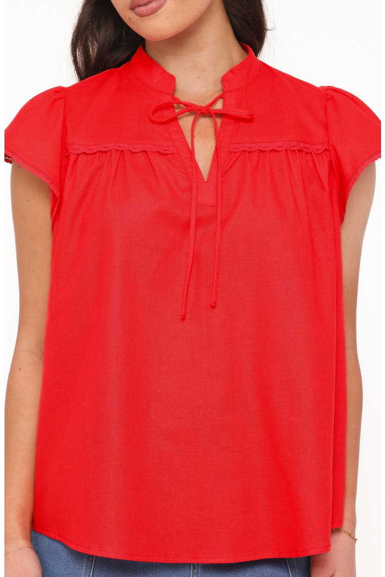 Kylie Flutter Sleeve Top, Alternate, color, RED