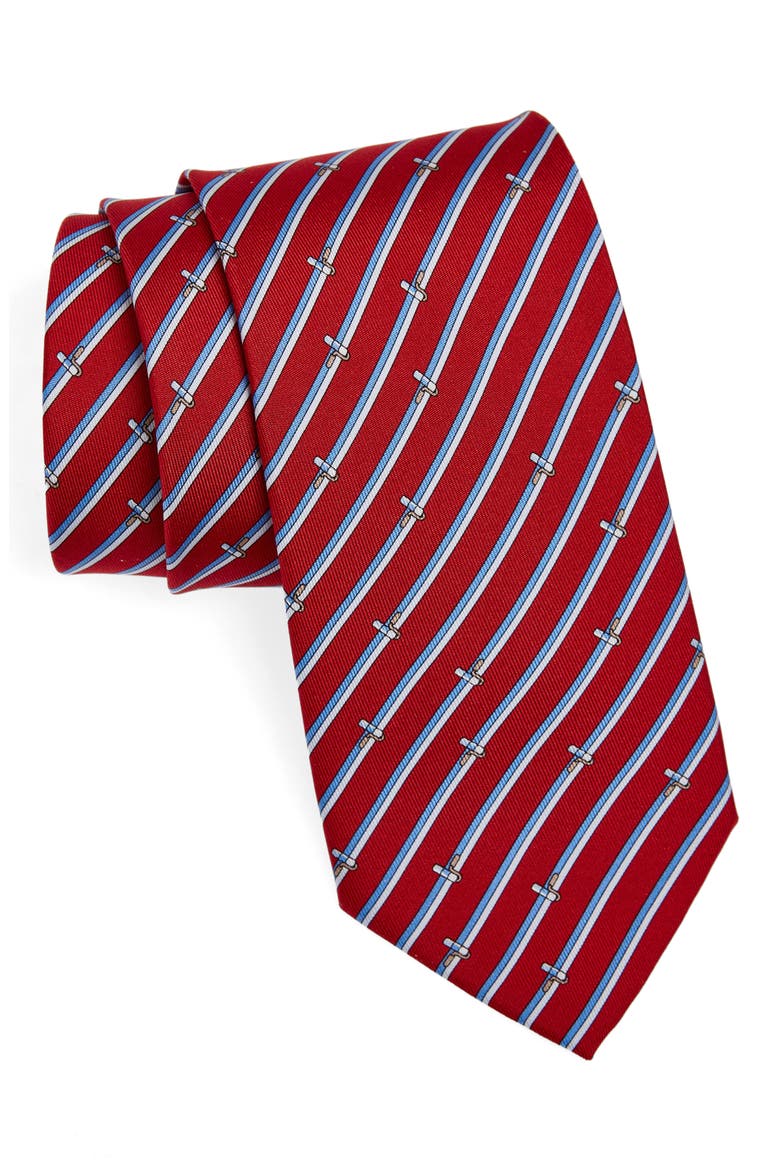 Tinta Painter Stripe Silk Tie, Main, color, BORDEAUX