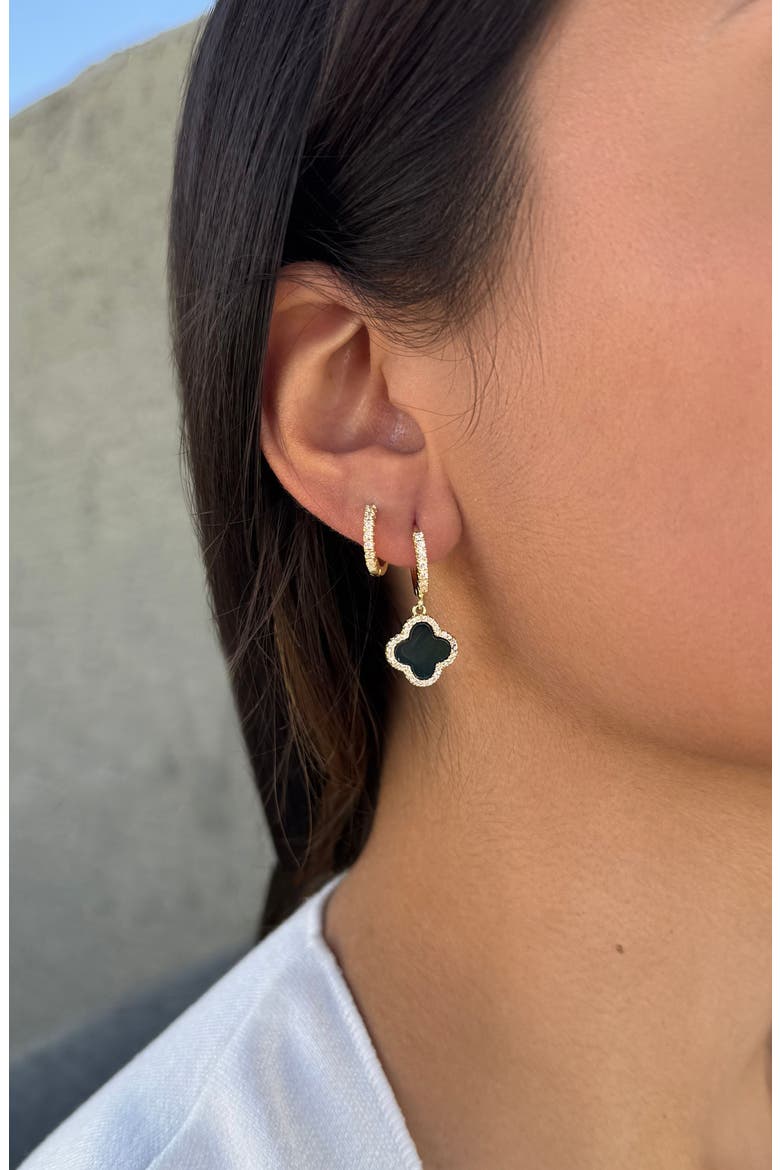 Set of 2 Assorted Cubic Zirconia Hoop Earrings, Alternate, color, GOLD-BLACK
