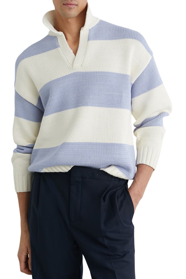 Winger Johnny Collar Sweater, Main, color, WHITE/ SOFT BLUE