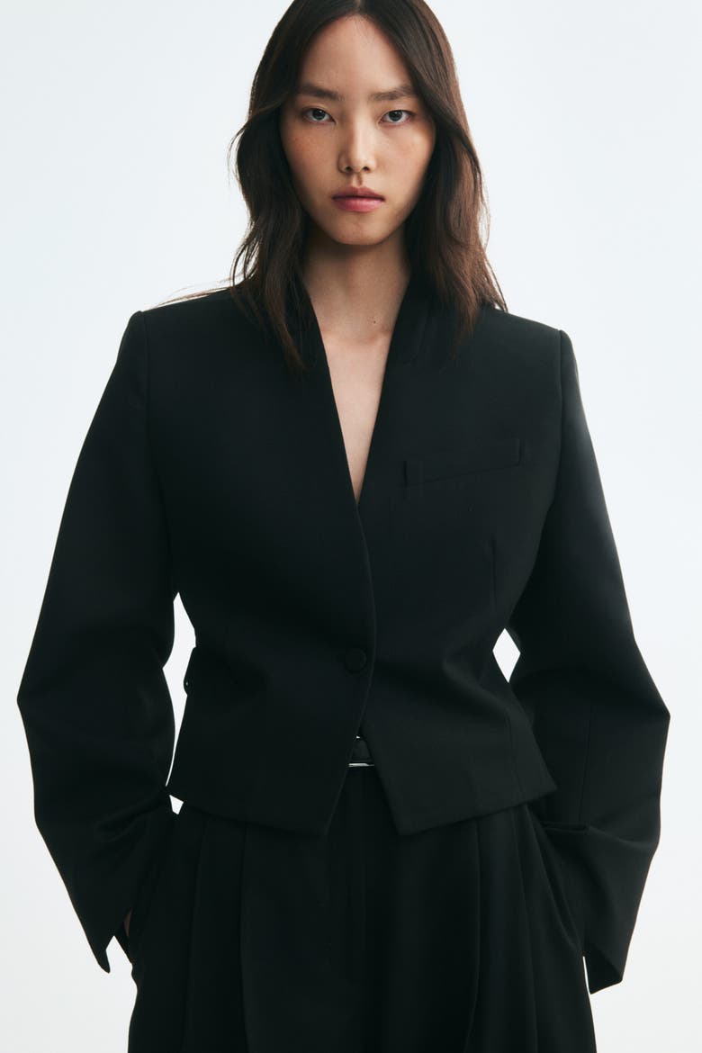 Cropped Belt-detail Jacket, Alternate, color, Black