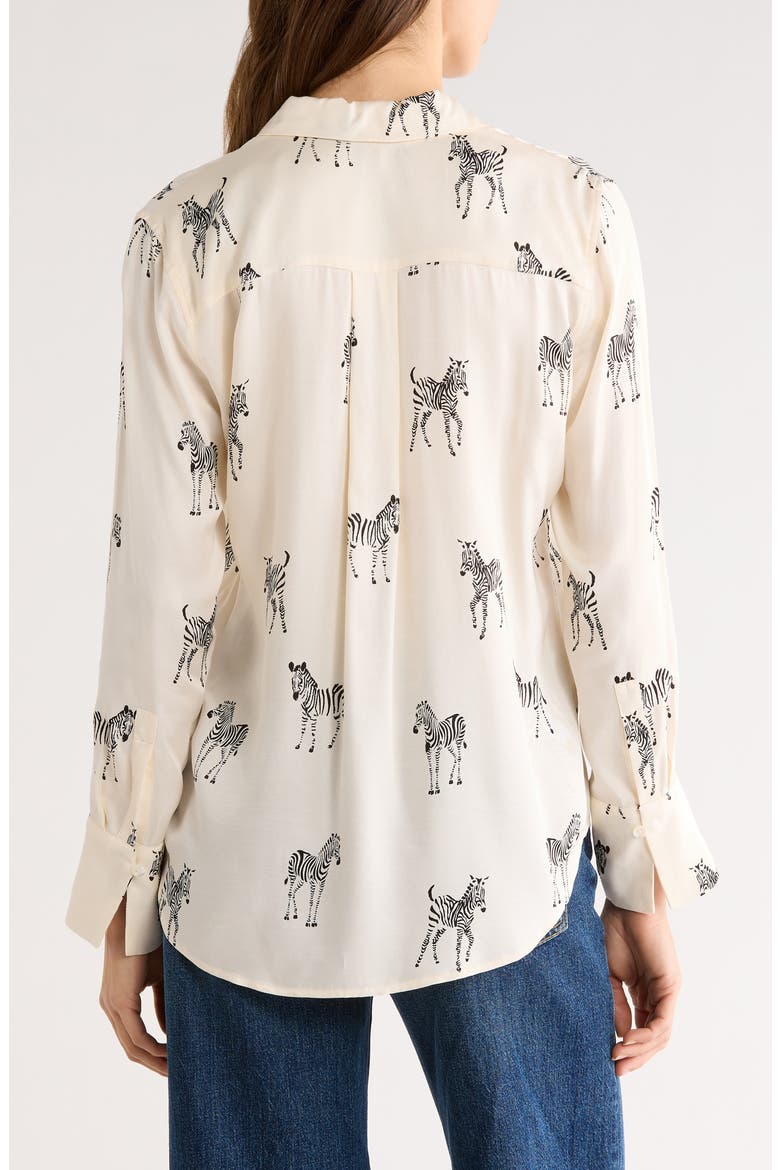 Saige Zebra Print Button-Up Shirt, Alternate, color, IVORY ZEBRA