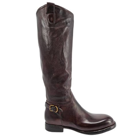 Leather Side Zip Knee High Boot