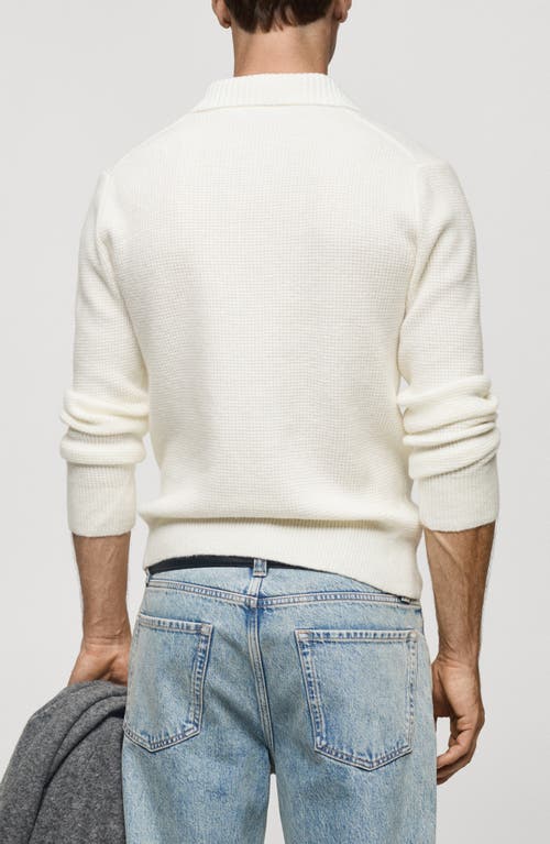 Mango Polo Sweater In Off White