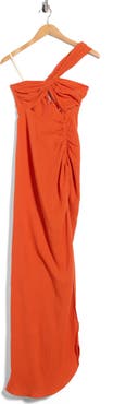 JBQ Harlow One-Shoulder Cutout Gauze Maxi Dress