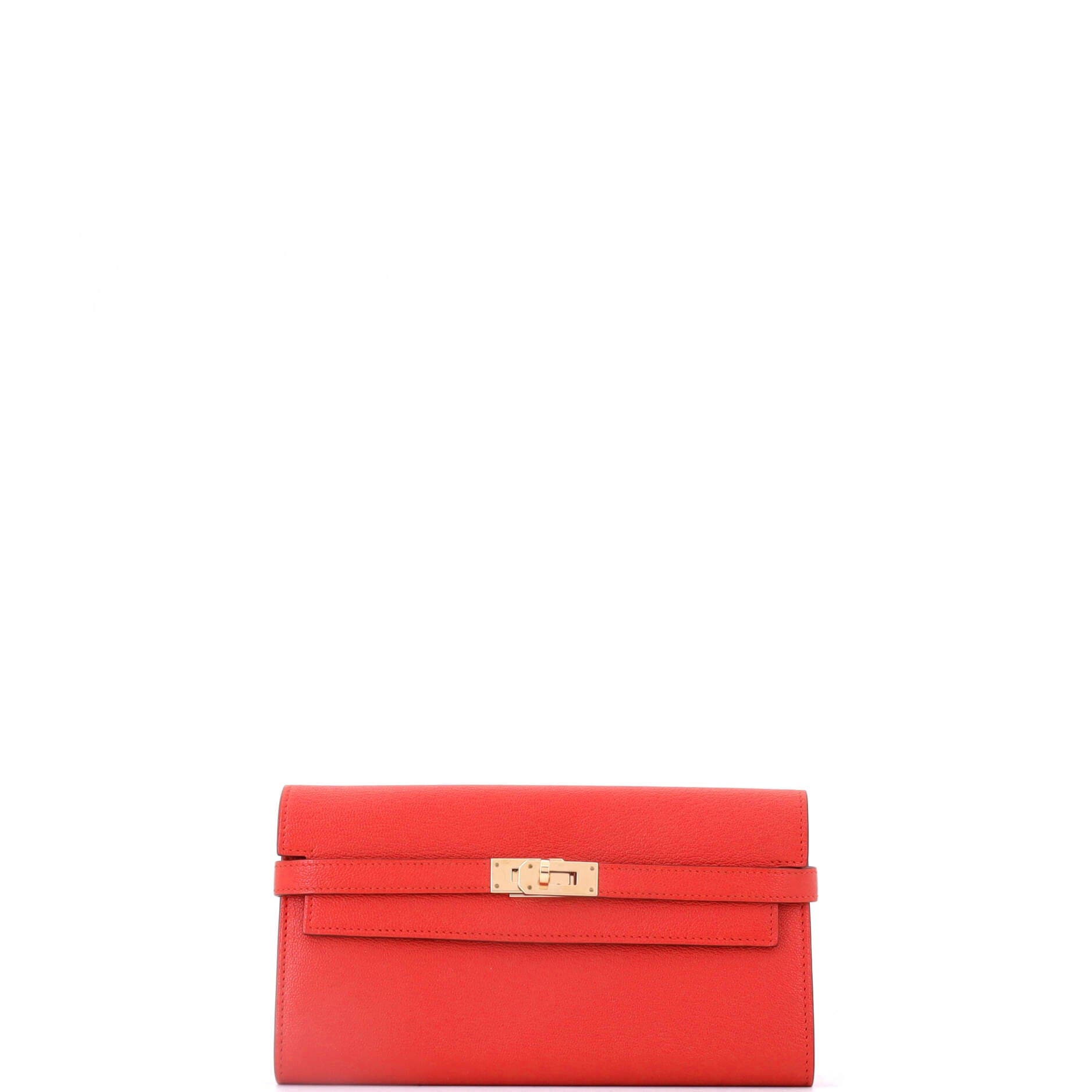 Kelly Wallet Chevre Mysore Long, Main, color, Rouge Tomate