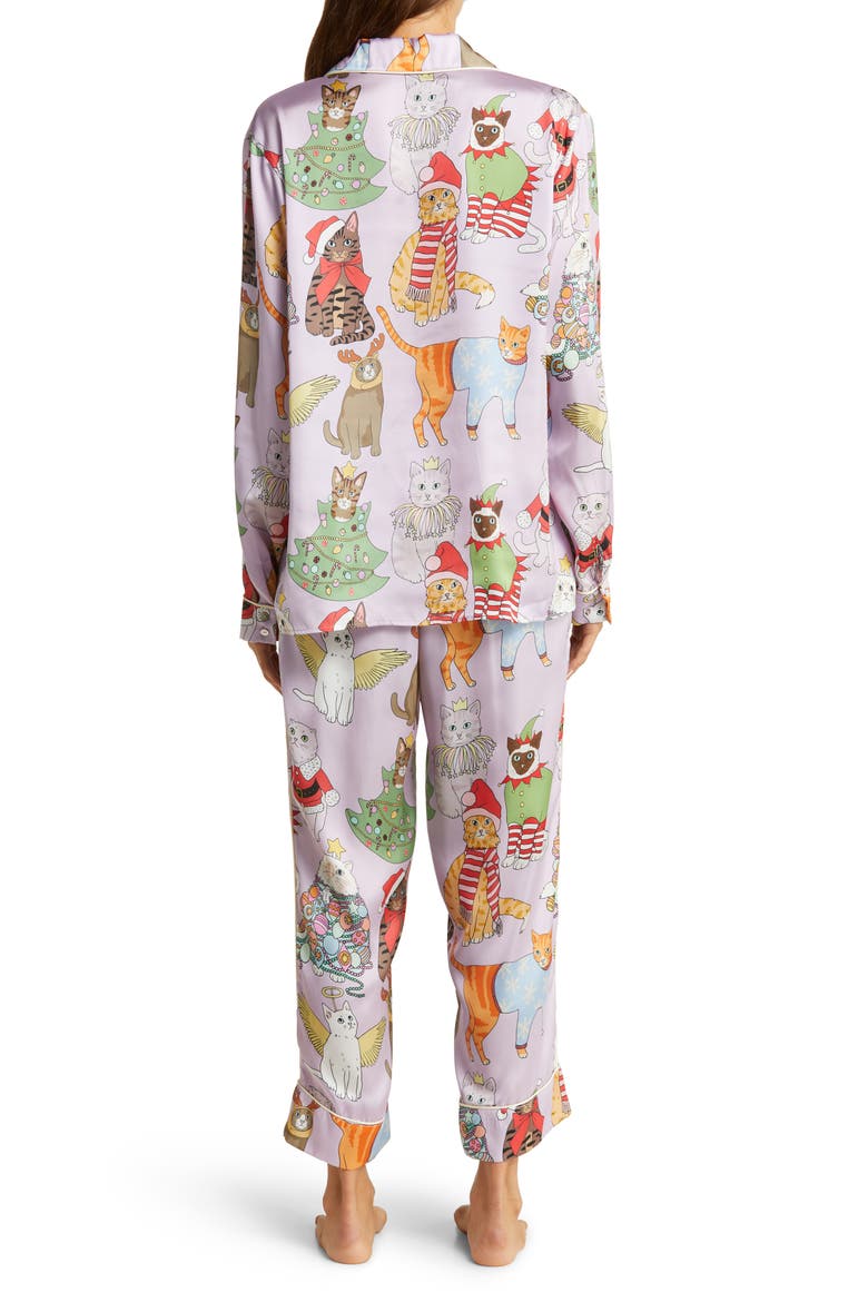 Christmas Cats Recycled Polyester Pajamas, Alternate, color, LILAC
