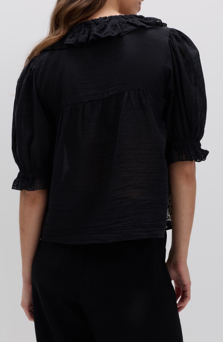 PER UNA BY M&S Embroidered Lace Collar Top, Alternate, color, Black/ Multi