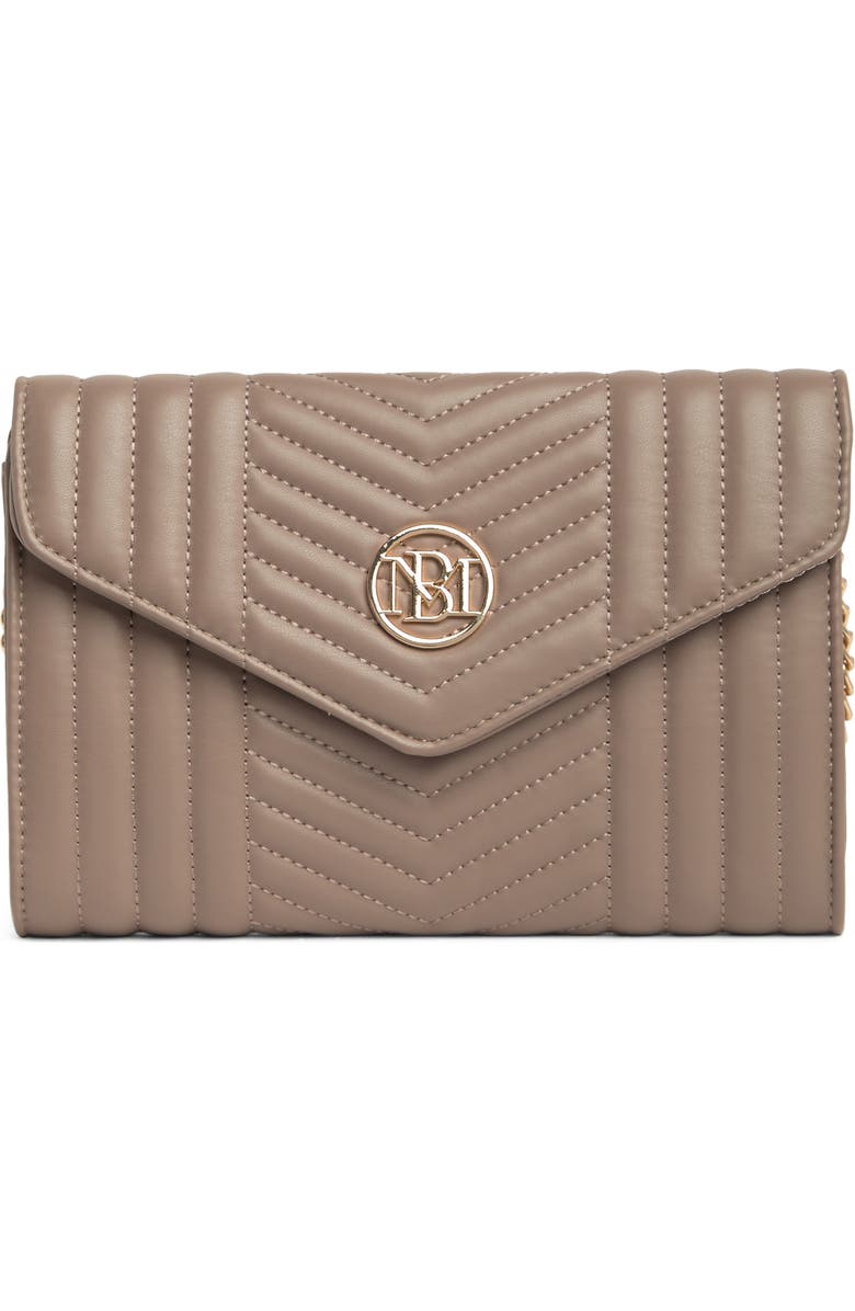 Badgley Mischka Collection Chevron Quilted Crossbody Bag, Main, color, Taupe