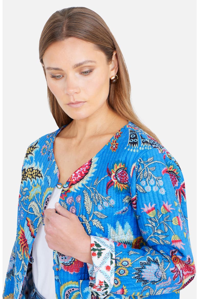 Boho Cotton Reversible Quilted Jacket, Alternate, color, Blue