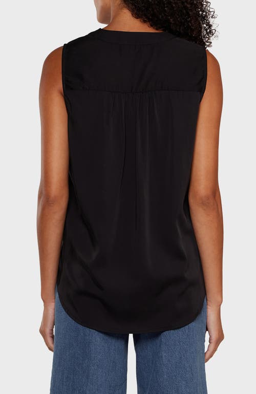 Matty M . V-neck Sleeveless Pleat Front Top In Black