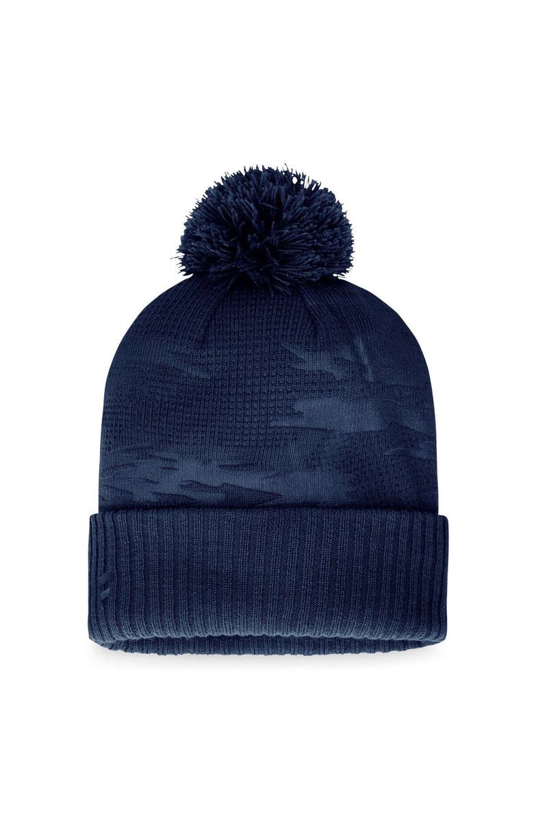 FANATICS Men's Fanatics Branded Navy New England Patriots Iconic Camo Cuffed Knit Hat with Pom, Alternate, color, 