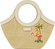 Tommy Bahama Flamingo Embroidered Woven Tote Bag
