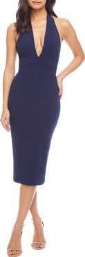 Dress the Population Vanessa Halter Body-Con Midi Dress
