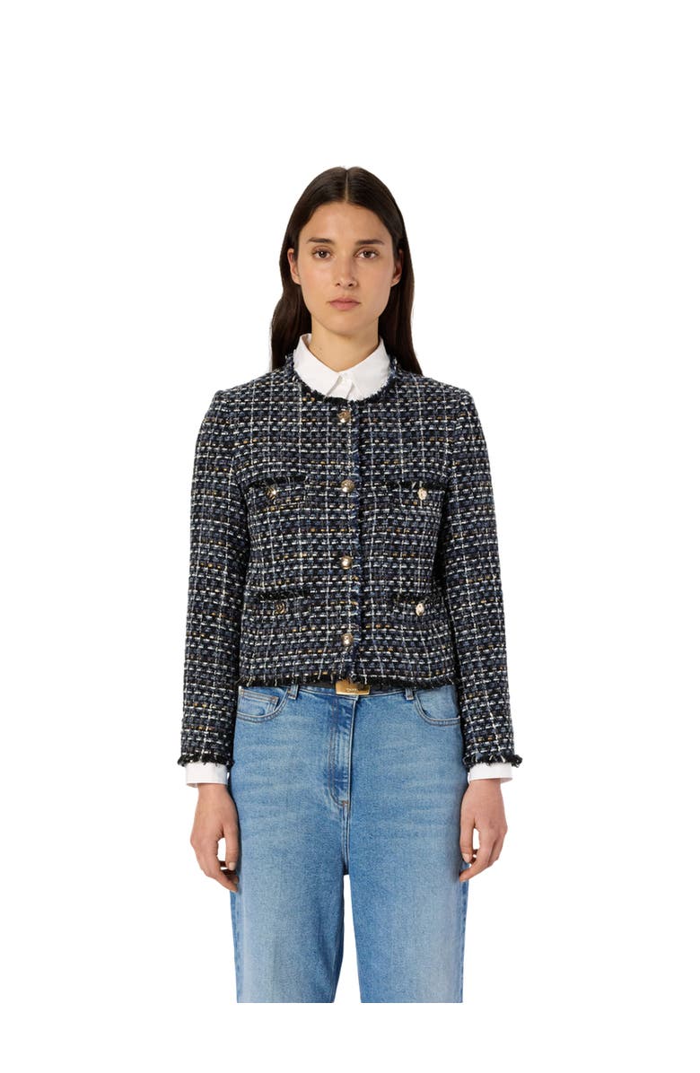 GERARD DAREL Naya Cropped Tweed Bouclé Jacket, Main, color, Indigo