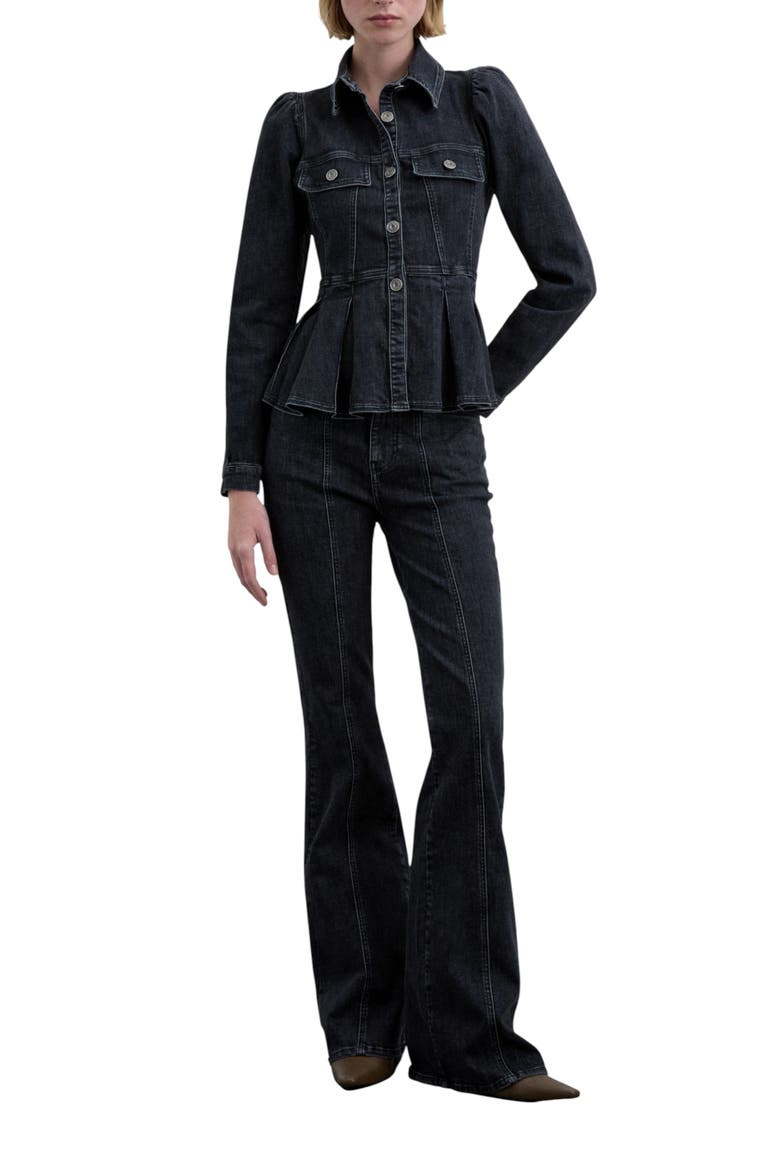 Puffed Sleeve Denim Shirt, Alternate, color, Darkgrey