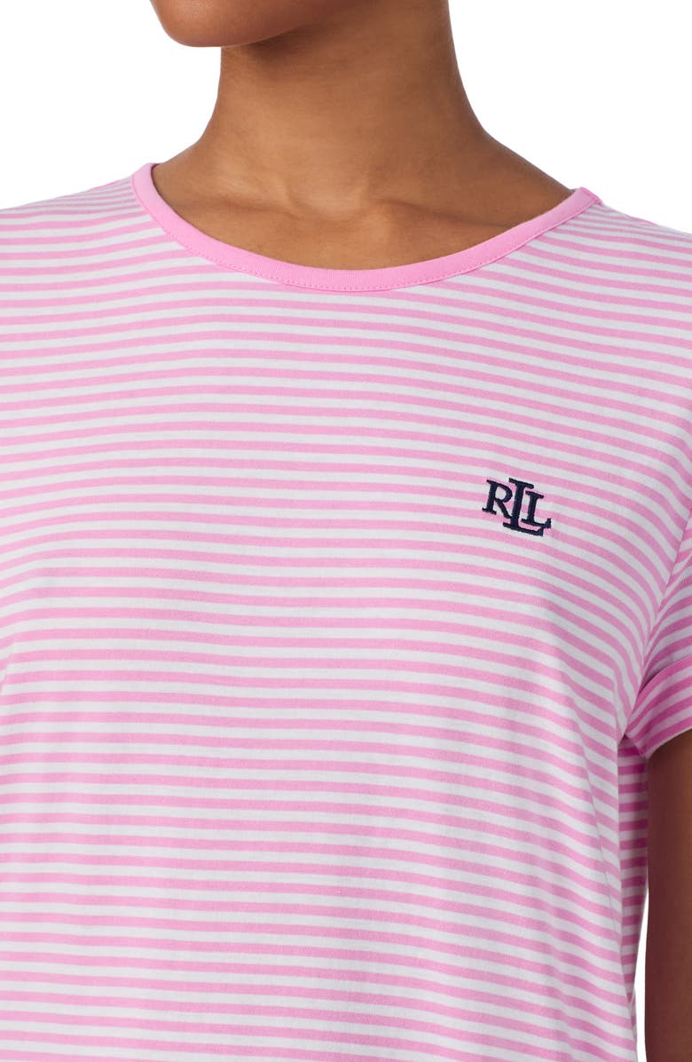 Lauren Ralph Lauren Short Sleeve Nightgown, Alternate, color, Pink Stripe