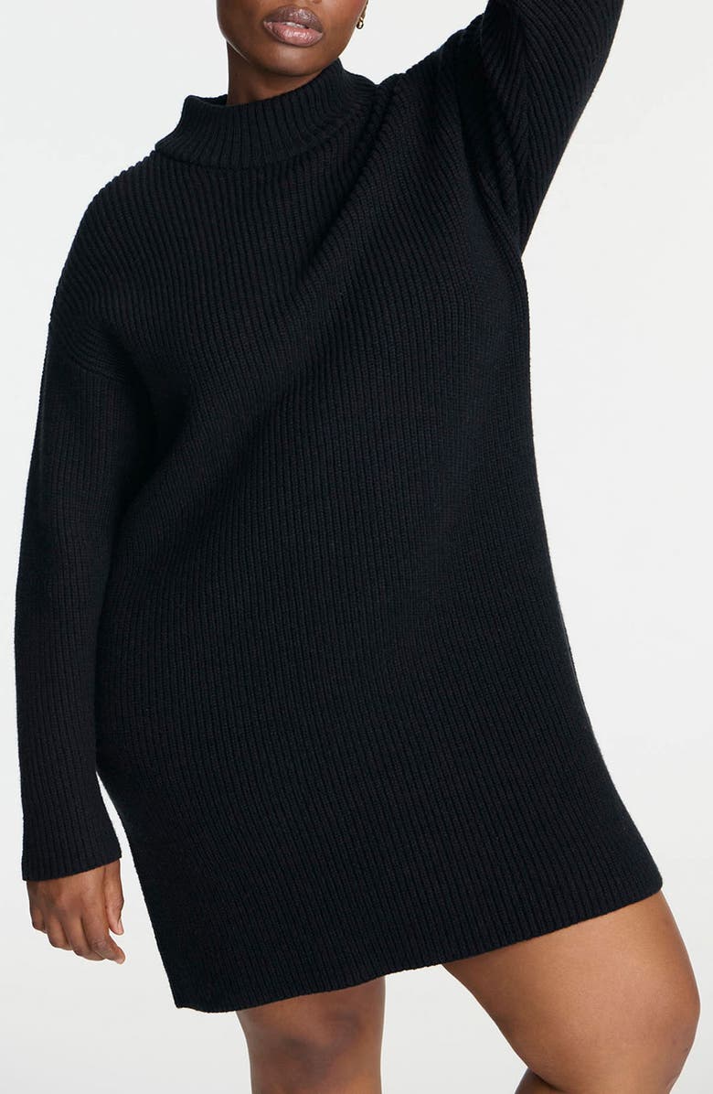 ELOQUII Turtleneck Long Sleeve Marled Sweater Dress, Alternate, color,