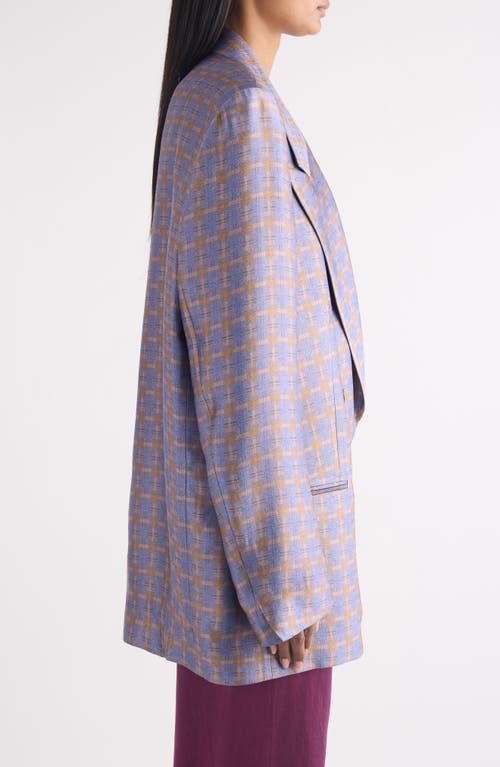 Dries Van Noten Blink Spray Check Oversize Blazer In Purple