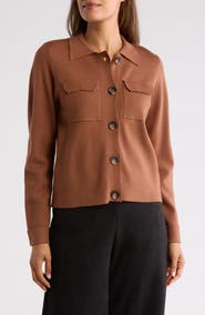 T Tahari Collar Button Front Cardigan