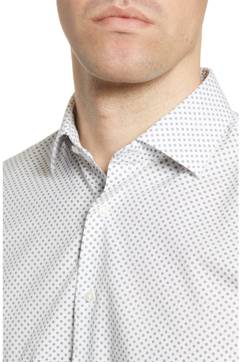 Trim Fit Non-Iron Floral Dress Shirt, Alternate, color, WHITE NAVY MINI DAISY