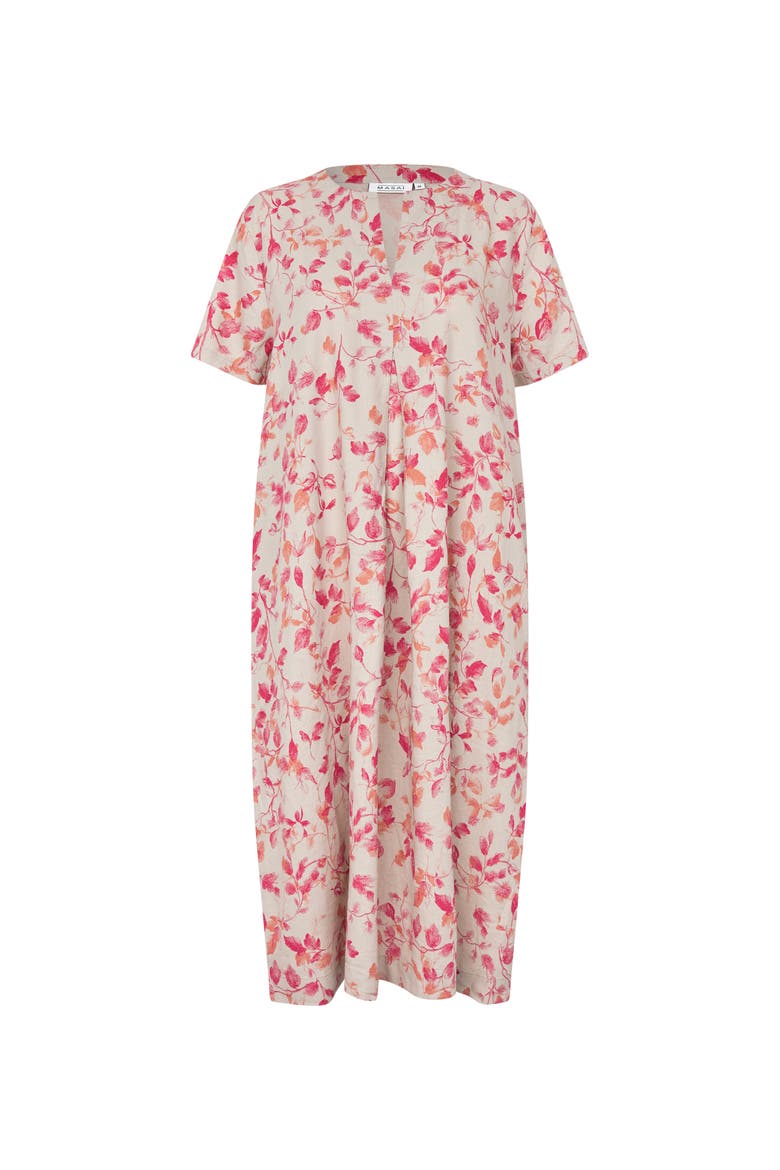 MaNipani Floral Print Midi Dress, Alternate, color, Carmine