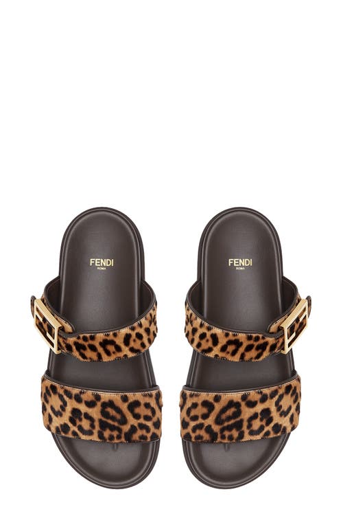 Fendi Printed Cavallino Calfskin Slides In Animal Print