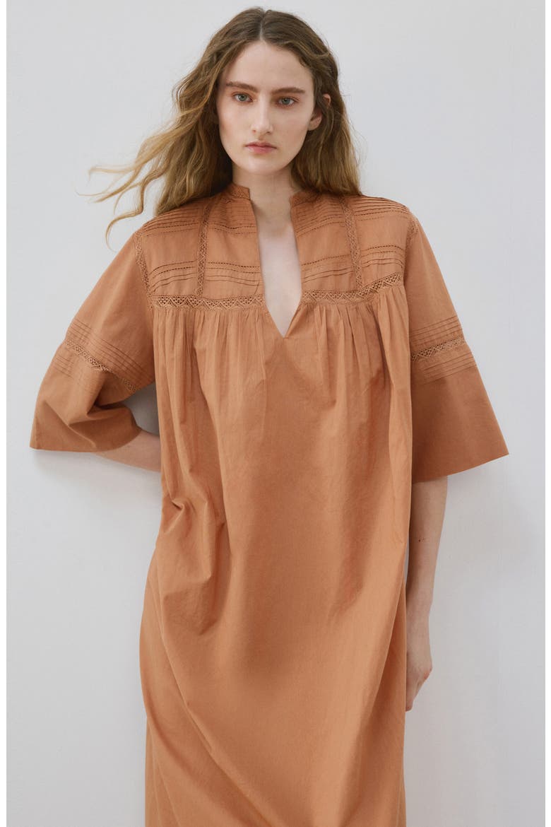 Lace Trim Cotton Nightgown, Alternate, color, COPPER
