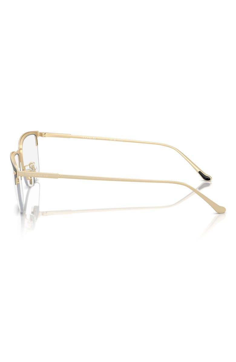 COACH 56mm Semi Rimless Rectangular Optical Glasses, Alternate, color, Black / Light Gold / Demo Lens