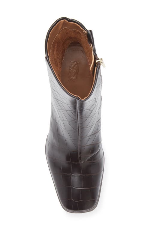 Nordstrom Rack Normandy Block Heel Bootie In Brown Caffe Croco