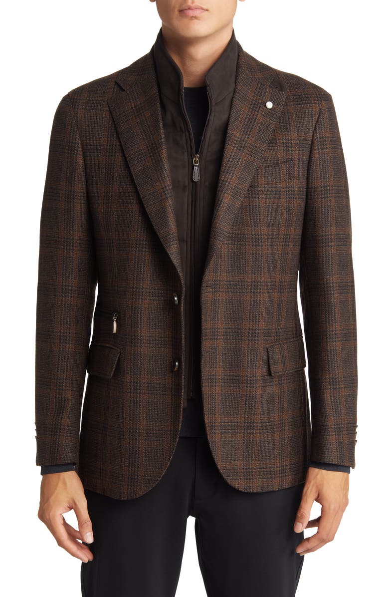 L.B.M. 1911 Plaid Wool Hybrid Sport Coat with Removable Bib, Main, color, 