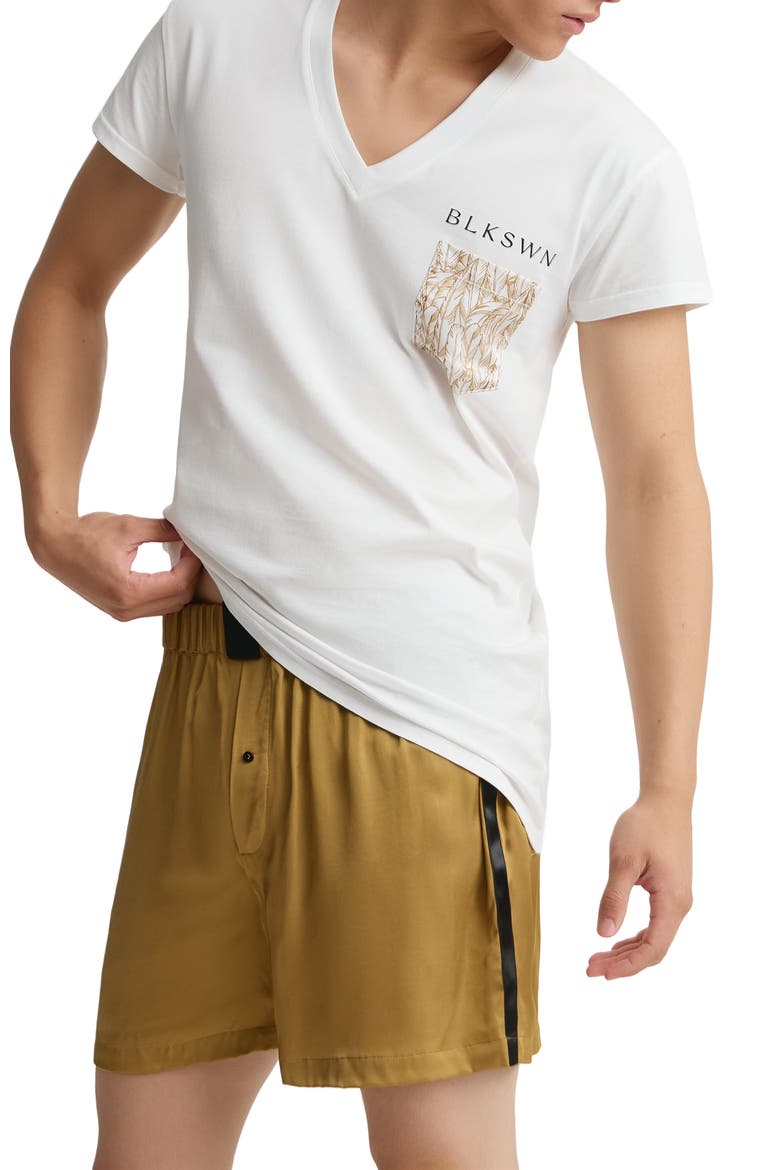 Feathers Bronze Unisex Short Pajamas Set, Alternate, color, Bronze