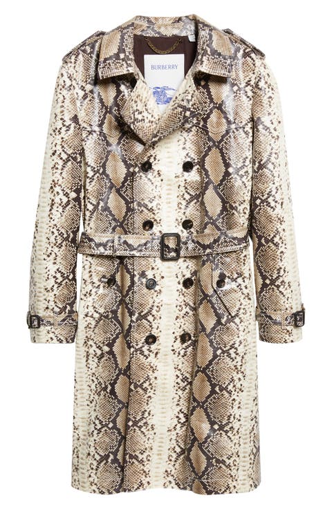 Foxfield Snakeskin Print Coated Trench Coat