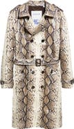 Burberry Foxfield Snakeskin Print Coated Trench Coat