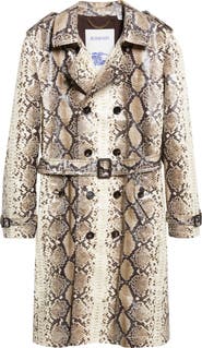 Burberry Foxfield Snakeskin Print Coated Trench Coat
