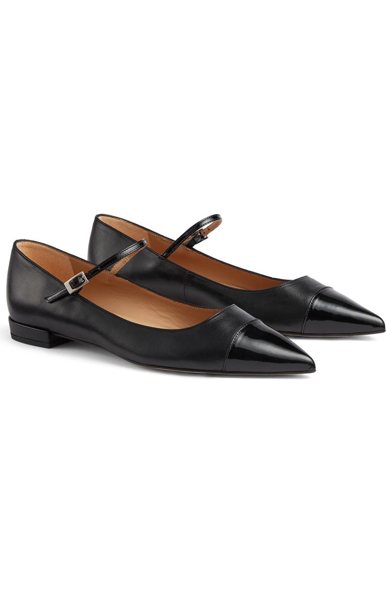 LK Bennett Monty Pointed Cap Toe Mary Jane Flat, Main, color, Bla-Black