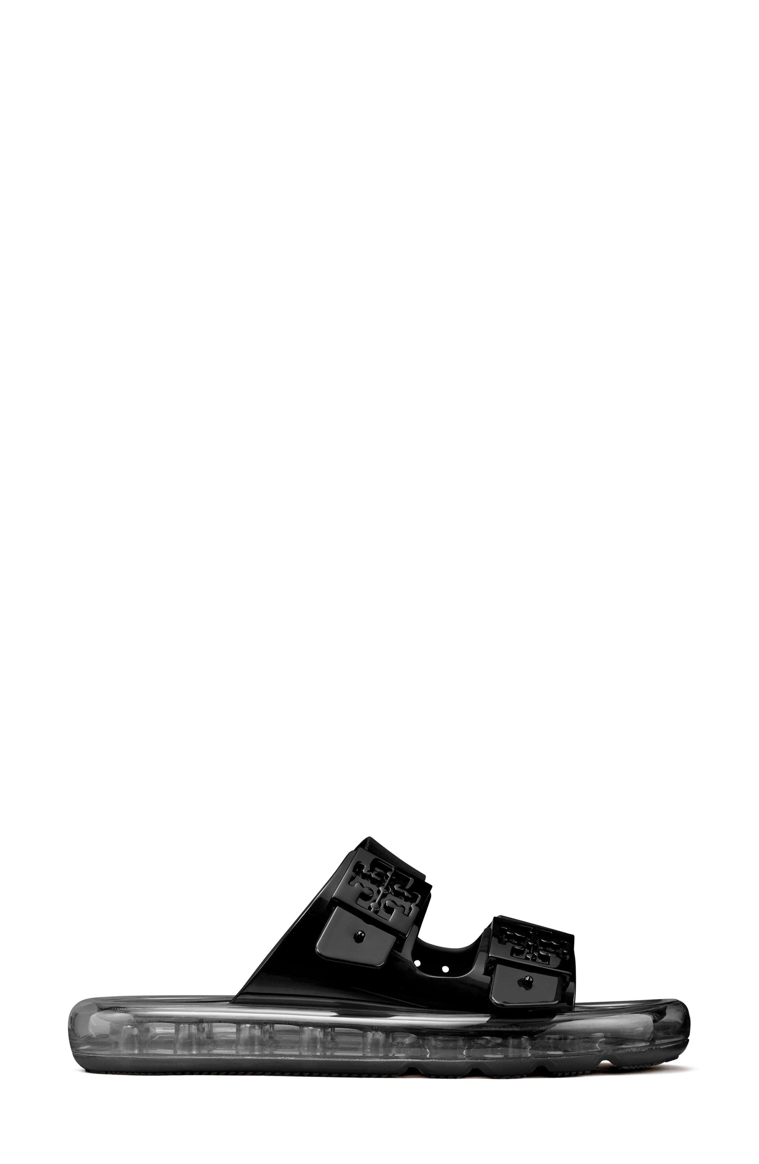 Buckle Bubble Jelly Slide Sandal, Alternate, color, BLACK
