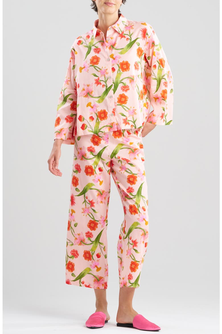 Solene Cotton Sateen Crop Pajamas, Main, color, PINK