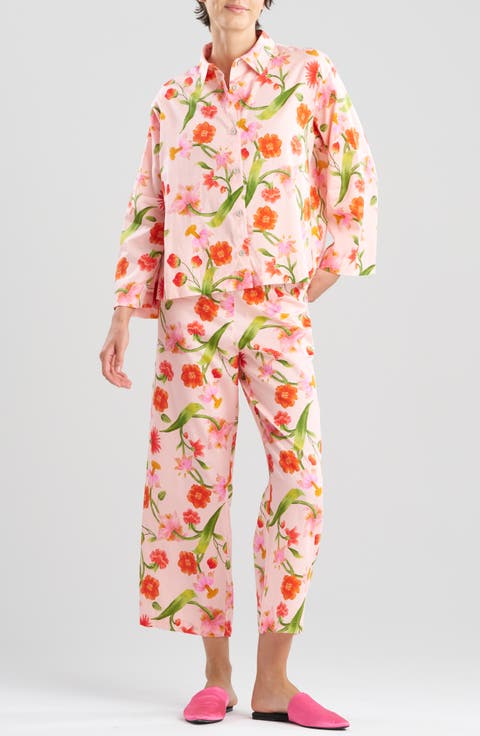 Solene Cotton Sateen Crop Pajamas