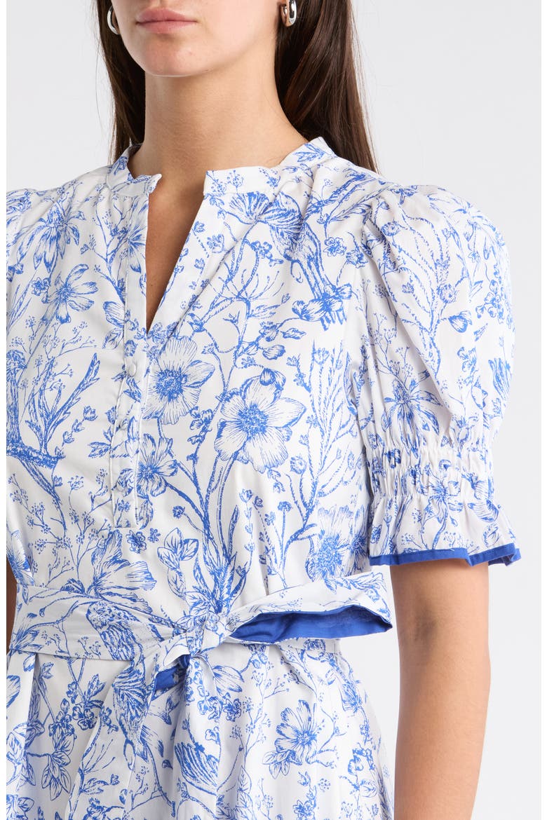 Eve Floral Nori Midi Dress, Alternate, color, WHITE/ BLUE
