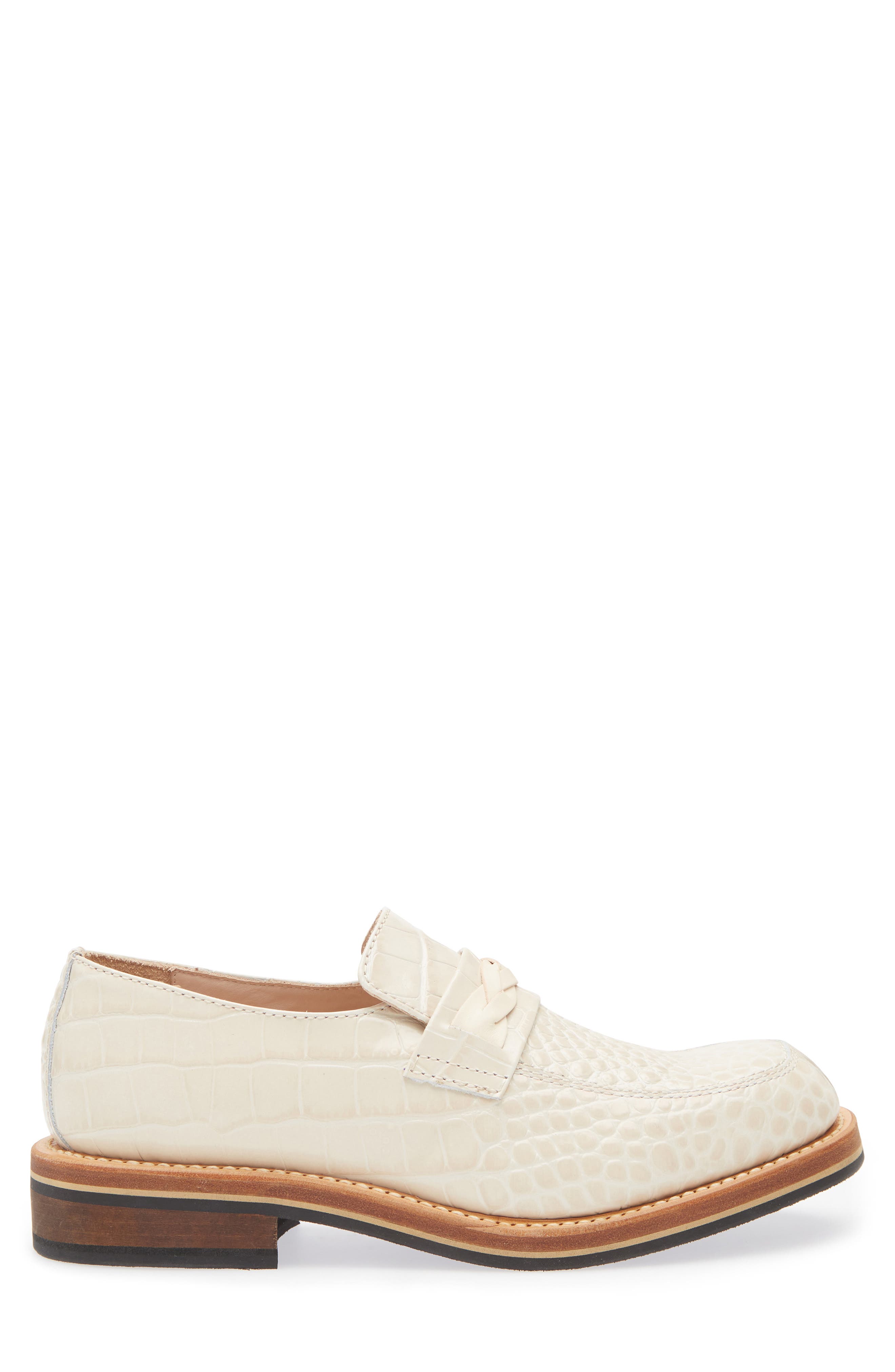 OUR LEGACY Nakano Croc Embossed Leather Loafer, Alternate, color, Vanilla Croc Bull Hide