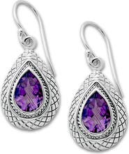 SAMUEL B. Sterling Silver Pear Cut Amethyst Drop Earrings