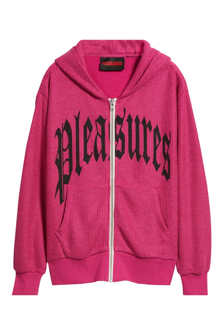 Twitch Graphic Waffle Knit Zip Hoodie, Alternate, color, PINK