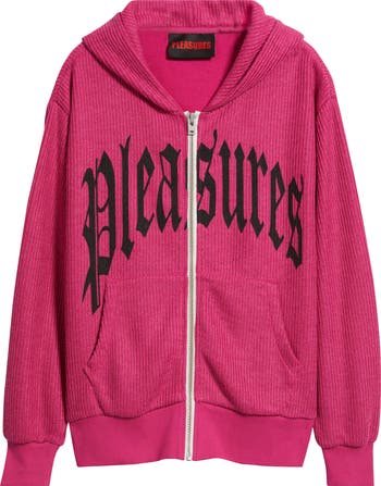 PLEASURES Twitch Graphic Waffle Knit Zip Hoodie | Nordstrom