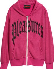 PLEASURES Twitch Graphic Waffle Knit Zip Hoodie